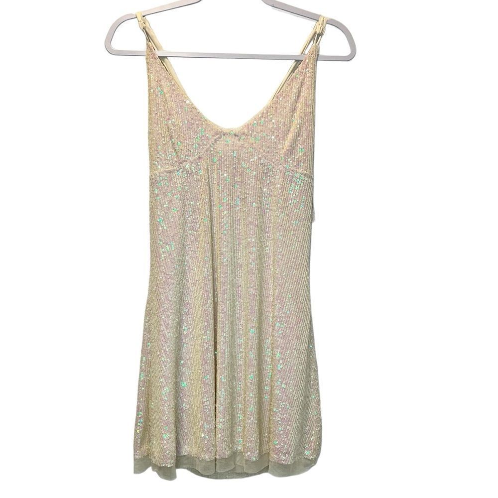FREE PEOPLE INTIMATELY Icicle Pearl Combo Sequin Mini Dress